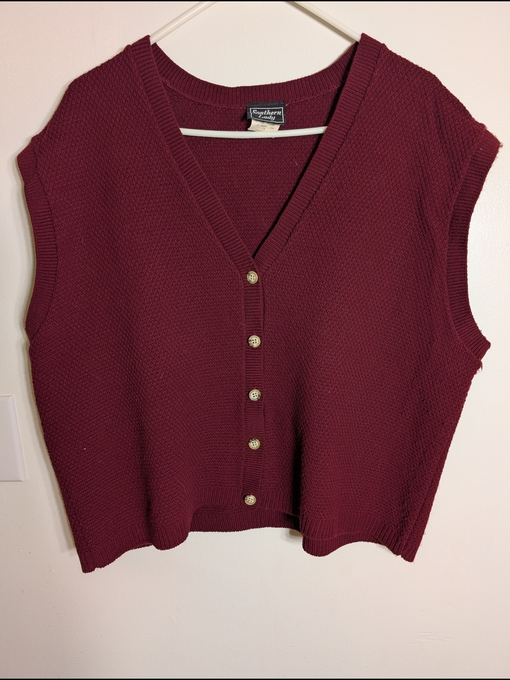 Southern Lady Wine Button-Front Knit Vest